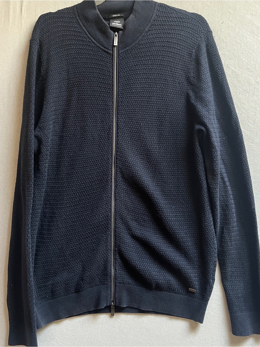 Strellson Cotton Silk Mens Zip Up Knit Sweater L